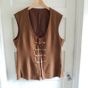 Men's Brown Wool Renaissance Poet Pirate Artisan Lord Waistcoat M/L
